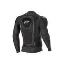 The Alpinestars Bionic Pro v3 Plasma Jacket by ALPINESTARS is a black and red armored jacket with reinforced shoulders, elbows, and chest protection. It includes breathable mesh ventilation and the brand's logo on the right shoulder and wrist, featuring a secure waistband.