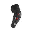 The ALPINESTARS Bionic Plasma Elbow Protector features black abrasion-resistant material, adjustable straps, red accents, and a white Nucleon PLASMA logo—ideal for sports or motorcycling safety, shown on a white background.