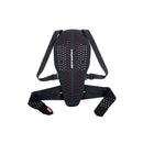 The Nucleon Plasma Back Protector by Crown Kiwi Enterprises Limited, in black and red, is crafted for road riding with adjustable straps and a ventilated design. Set against a white background, it seamlessly merges style with safety to ensure optimal protection.