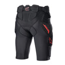 Alpinestars Bionic Pro Protection Shorts by ALPINESTARS offer CE-certified impact protection with padded thighs, sides, and hips. Featuring breathable mesh for comfort, they are perfect for sports or motorcycling. The design includes a logo with red lettering and a red star emblem.