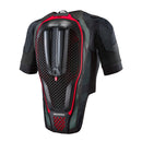 The black ALPINESTARS protective vest features mesh fabric, short sleeves, and a front zipper with a text and logo-adorned flap on the lower section. Designed for safety in performance road riding, it integrates the Tech-Air 7x System for enhanced protection during motorcycling adventures.