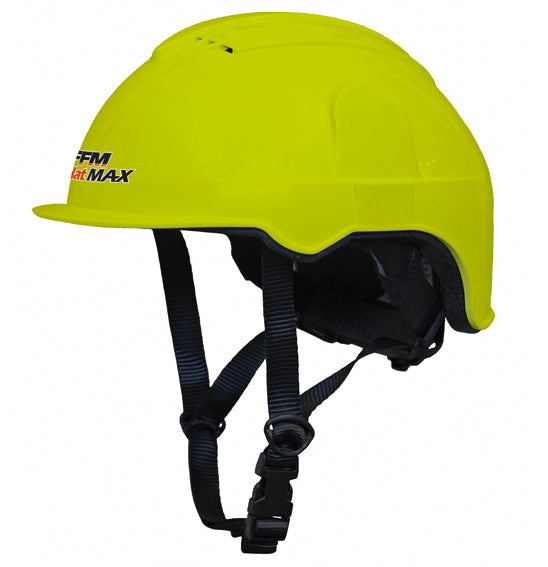 Two mannequin heads show FFM AGHAT MAX - ATV Helmet accessories: one with a wide overhat and neck curtain, the other with a sun brim, neck curtain combo, and Construction Helmet. Accessories sold separately.
