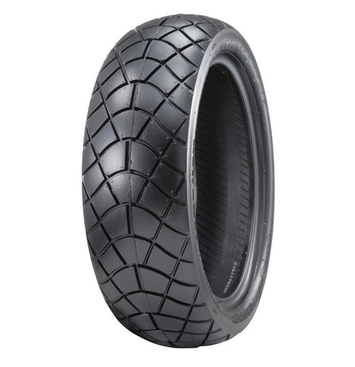 The WANDA P6052 - Scooter tire is featured upright against a plain white background, showcasing its aggressive crosshatch tread pattern and highlighting its excellent wet weather performance.