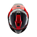 The Supertech R10 Helmet Element from Crown Kiwi Enterprises Limited showcases a sleek design in red, black, and white. It offers advanced aerodynamics and a tinted visor, along with prominent branding on the front and sides for a modern, stylish ride.