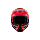 The ALPINESTARS S-M3 Youth Helmet in Deegan Orange Fluoro/Purple/Pink Fluoro Gloss boasts a dynamic and vibrant design. This lightweight helmet provides excellent impact protection and includes a prominent visor, along with sleek aerodynamic contours for optimal performance.