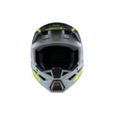 This side view features the S-M3 Youth Helmet in gray with black and yellow fluoro matte accents. Designed by Crown Kiwi Enterprises Limited, this stylish youth helmet incorporates a lightweight design that includes their logo and name. It offers impact protection for safety, complete with a visor and chin guard for optimal coverage.