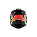 Introducing the S-M3 Youth Helmet - Wurx Black/Yellow by Crown Kiwi Enterprises Limited, ideal for MX Enduro Off-road adventures. This helmet showcases a dynamic design with a black base and vibrant geometric patterns in neon green, orange, and blue. It includes a visor, aerodynamic structure, and enhanced impact protection. The Alpinestars logo is prominently displayed on the side for added style.