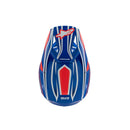 The S-M3 Youth Helmet in Wurx Blue/Red/White/Black Gloss by Crown Kiwi Enterprises Limited features a streamlined design with a visor and ventilation vents, perfect for MX off-road adventures. Its vibrant color scheme highlights the brand logo on the side, ensuring top-notch impact protection.
