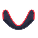 The ALPINESTARS S-R10 Chin Curtain is a sleek navy blue and red padded sports headband shaped in a U-formation, set against a white background.