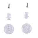 The AFHS-01 Pinlock/T-Off Pins by ALPINESTARS include two transparent plastic childproof cabinet locks with Supertech R-10 technology and screws. Featuring circular knobs, two cylindrical latches, and Tear Off Pins for enhanced security. Designed for cabinet doors, set against a white background.