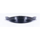 A sleek, black S-R10 Wind Deflector by Crown Kiwi Enterprises Limited, featuring wavy edges, curves gracefully against a plain white background, reminiscent of a streamlined wind deflector.