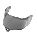 The AFHS-01 Shield Light Smoke visor by ALPINESTARS is transparent with a slight tint, angled to the left, showcasing visible side attachment points and a Shield Light clasp at the bottom center.