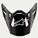Close-up of the ALPINESTARS Visor S-M10 22.06 Flood in dark gray, featuring a geometric design with a logo displaying a stylized star. The angular black shapes and side cutouts contribute to its sleek, modern appearance.