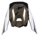 A S-M5 Visor Sand/Tangerine from Crown Kiwi Enterprises Limited in black and Solid Sand, featuring a bold logo at the top with "SMS" text beneath. The design incorporates angular cutouts, offering a sleek and aerodynamic appearance.
