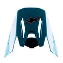 Introducing the ALPINESTARS S-M5 Visor Speed, a turquoise motocross helmet visor with a sleek design. Featuring an aerodynamic and angular form for enhanced performance, it offers optimal ventilation through strategic openings. Available in a striking Blue/Black color scheme with a black logo.