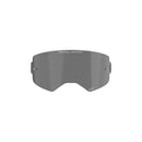 The Supertech Lens by Crown Kiwi Enterprises Limited is a gray visor featuring a subtle graphic design and Dark Smoke tint. It includes two side fasteners and the phrase "ONE GOAL. ONE VISION." printed at the top.
