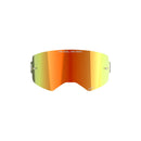 The ALPINESTARS Supertech Mirror Lens is a reflective visor with an orange-to-yellow gradient, modern Mirror Lens technology, and "ONE GOAL. ONE VISION." text on top. It has small Supertech logos on each side for a sleek design.