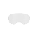 A clear, curved Crown Kiwi Enterprises Limited Supertech Roll Off Lens, featuring small mounting holes on the sides, elegantly rests against a white background.