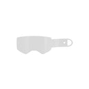 The Supertech Tear Offs by Crown Kiwi Enterprises Limited are motocross-style goggle lenses with a light gray tint and an integrated tear-off strip, designed for easy fitting into frames. Sold in a 50 Pack, their straightforward design is showcased against a white background.