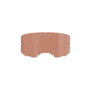 The ALPINESTARS Vision 8/5/3 Lens is a flat, transparent rectangular visor with a light brown tint, rounded corners, and small holes for attachments. It has "ONE GOAL. ONE VISION." printed at the top center—ideal for focus and clarity.