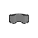 The Vision 8/5/3 Double Pane Lens from Crown Kiwi Enterprises Limited features a smoke tint and minimalist design with "ONE GOAL. ONE VISION." on top, contoured edges, and precise mounting holes for motocross goggles.