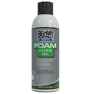 A gray BELRAY plastic bottle of their Foam Filter Oil, optimized for foam type filters, boosts airflow and engine protection. The label emphasizes its role in extending filter life. This bottle is available in a 1 liter (33.8 fl oz) size.