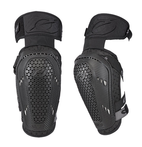 The O'Neal PRO III Elbow Guard by ONEAL is a pair of black protective elbow pads featuring a durable, ventilated shell with multiple ventilation holes. They have adjustable straps for a secure fit, upper arm padding, and a textured exterior for added grip and stability. These elbow guards are suitable for sports or activities requiring robust arm protection.