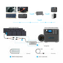 Image of a BLUETTI D050S DC Charging Enhancer for AC200Max/B230/B300, a compact rectangular device with a textured surface. The front displays the BLUETTI logo, and it has a cable attached on the left side. This enhancer is ideal for solar charging and can boost capacity when used with the BLUETTI AC200Max.