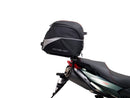 The Ventura EVO-12 Bike-Pack Kit for the Aprilia Shiver 900 (2019) includes a sleek black pack, an Adjustable Pack-Rack for bike mounting, and an L-Bracket with screws for secure attachment.