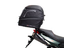 The Ventura EVO-12 Bike-Pack Kit for the Aprilia Shiver 900 (2019) includes a sleek black pack, an Adjustable Pack-Rack for bike mounting, and an L-Bracket with screws for secure attachment.