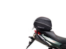 The Ventura EVO-12 Bike-Pack Kit for the Aprilia Shiver 900 (2019) includes a sleek black pack, an Adjustable Pack-Rack for bike mounting, and an L-Bracket with screws for secure attachment.