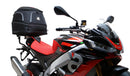 The image of the EVO-12 Bike-Pack Kit reveals three stylish components for the Aprilia Tuono V4 Factory (21 ->): a black pack with red accents, an EVO-Rack metal rack perfect for top-boxes, and versatile L-Brackets with screws. They’re ideal for customizing your adjustable Ventura pack-rack setup.