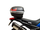 The Ventura EVO-12 Bike-Pack Kit for the Aprilia Tuareg 660 (22 - >) includes a sleek pack, durable Evo-Rack, and L-bracket with screws for easy installation, ensuring secure storage and convenient access on your bike journeys.