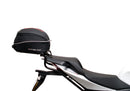 Ventura Aprilia Tuono V4 1100 (21 - >) Bike-Pack Kit shown with labeled images: EVO-12 Pack (soft black bag), EVO-Rack Top-Box Rack (metal bike-mounted rack), and generic L-Bracket plus mounting hardware.