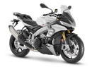 Ventura Aprilia Tuono V4 1100 (21 - >) Bike-Pack Kit shown with labeled images: EVO-12 Pack (soft black bag), EVO-Rack Top-Box Rack (metal bike-mounted rack), and generic L-Bracket plus mounting hardware.
