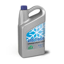 A gray 5-liter bottle of ROCK OIL COOLANT / ANTIFREEZE UNIVERSAL ETHYLENE GLYCOL. The bottle features a blue cap and a large handle at the top. The label displays a white snowflake graphic with "anti-freeze" and "universal ethylene glycol" written in blue, making it ideal for heavy-duty engines and providing corrosion protection.