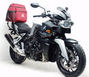 Ventura EVO-12 Bike-Pack Kit for BMW K 1300 R (09-15, no factory rear carrier): includes EVO-12 Pack, Evo-Rack for bike, and L-Bracket with screws. Parts labeled in red on white—ideal with Adjustable Pack-Rack or Sport-Rack systems.