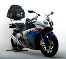 The image displays the BMW S 1000 R (14-20) Bike-Pack Kit by Ventura, highlighting a soft case labeled "EVO-12 Pack," an Evo-Rack metal rack mounted on a bike, and an "L-Bracket" with screws shown in a generic diagram.