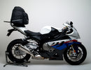 The image displays the BMW S 1000 R (14-20) Bike-Pack Kit by Ventura, highlighting a soft case labeled "EVO-12 Pack," an Evo-Rack metal rack mounted on a bike, and an "L-Bracket" with screws shown in a generic diagram.