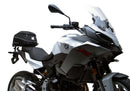 The Ventura EVO-12 Bike-Pack Kit for the BMW F 900 R, XR (2020) includes a black bike pack with an orange stripe, an Evo-Rack for secure motorcycle mounting, and L-brackets with screws.