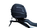 The Ventura EVO-12 Bike-Pack Kit for the BMW F 900 R, XR (2020) includes a black bike pack with an orange stripe, an Evo-Rack for secure motorcycle mounting, and L-brackets with screws.