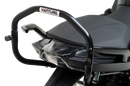 Image of Ventura EVO-12 Bike-Pack Kit components, featuring a compact black EVO-12 pack with a sleek design and durable Adjustable Pack-Rack. It includes a labeled mounting plate for BMW R 1250 R, RS (19 - >), pannier support, versatile L-bracket, and complete mounting hardware and screws.