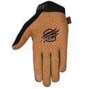 The FIST BLACK TAN BREEZER GLOVE features a black design with brown accents and a stylized fist logo, perfect for MTB sports or outdoor activities, shown on a white background.