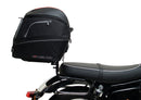 Image showing three components of the Ventura EVO-12 Bike-Pack Kit for BSA Goldstar 650 (22 – >): an EVO-12 black bag, EVO-Rack rear bike rack, and a generic L-Bracket image. Perfect for Adjustable Pack-Rack or Top-Box Rack setups.