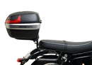 Image showing three components of the Ventura EVO-12 Bike-Pack Kit for BSA Goldstar 650 (22 – >): an EVO-12 black bag, EVO-Rack rear bike rack, and a generic L-Bracket image. Perfect for Adjustable Pack-Rack or Top-Box Rack setups.