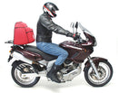 Image of a bike-pack kit showcasing the Ventura EVO-12 Pack, EVO-Rack, and L-Bracket with mounting screws for the Cagiva 900 Gran Canyon (98-00). The sleek black pack pairs perfectly with the robust Top-Box Rack on a bike. L-Bracket shown as a generic image.