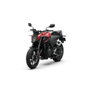 A Honda CB500 Hornet motorcycle in red and black, featuring a Twin-Cylinder Engine, prominent headlight, sporty tires, and angular lines, presents a sleek design against a plain white background.