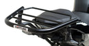 Ventura's EVO-12 Bike-Pack Kit for CF Moto 300 NK, featuring a sleek black and gray EVO-12 Pack with orange accents, an Adjustable Pack-Rack installed on a bike, and an image of an L-bracket with screws.