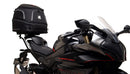 The Ventura EVO-12 Bike-Pack Kit for CF Moto 450 SR-S (24 ->) includes a black EVO-12 pack, Sport-Rack EVO-Rack (metal bike rack), and L-Bracket with screws; hardware is shown separately as a generic image.