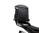 Image shows a Ventura EVO-12 Bike-Pack Kit for CF Moto 800 NK (23->), featuring a black EVO-12 pack, an adjustable metal Pack-Rack on the bike, and a generic L-bracket with mounting hardware.